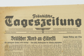 WO2 Duitse krant Frankische Tageszeitung nr. 155 6 juli 1943 - 47 x 32 cm - origineel