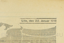 Duitse krant Liller Kriegszeitung 4 Kriegsjahr nr. 59 Lille 22 januari 1918 bezet Frans gebied - 47 x 32 cm - origineel