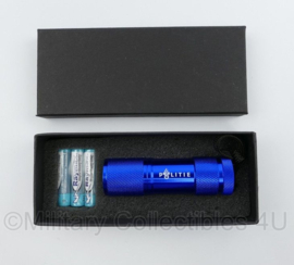 Nederlandse Politie zaklamp in doosje - blauw - 8,5 x 2,5 cm - nieuw - origineel