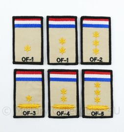KL Nederlandse leger rangembleem met klittenband - met NLD vlag en NATO rang  - officieren - 5 x 8 cm