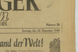 WO2 Duitse krant Nurnberger Nachrichten nr. 22 22 december 1945 - 47 x 32 cm - origineel