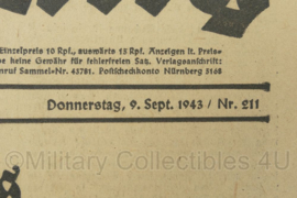 WO2 Duitse krant Tageszeitung nr. 211 9 september 1943 - 47 x 32 cm - origineel
