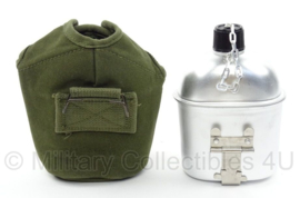 US M1942 OD veldfles hoes met aluminium fles en beker - replica