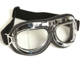 Piloten bril of brommer bril - chroom frame met heldere glazen