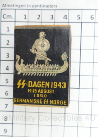WO2 Duits luciferdoosje van echt hout - Waffen SS Dagen 1943 Germanske SS Norge - 6 x 4 cm