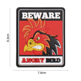 Beware Angry Bird embleem PVC - 7,6 x 9,3 cm