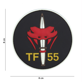 Embleem 3D PVC met klittenband - Special Forces TF-55 Black - 8 cm. diameter