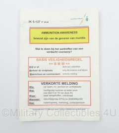 KL Nederlandse leger Ammunition Awarenes IK 5-137 Instructiekaart - origineel
