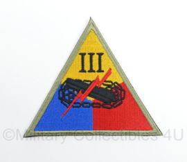 WO2 US 3rd 2nd Armored Corps III patch cut edge - 10 x 9,5 cm