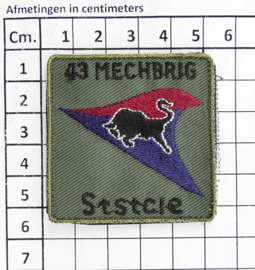 KL Nederlandse leger 43 MECHBRIG STSTCIE 43 Gemechaniseerde Brigade Staf- en stafcompagnie borstembleem - met klittenband - 5 x 5 cm - origineel