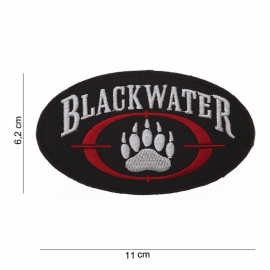 Embleem stof ovaal blackwater -  met klittenband - 11 x 6,2 cm.