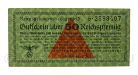 WO2 Duits Gutschein uber 50 Reichspfennig kriegsgefangenen Lagergeld Wehrmacht - origineel