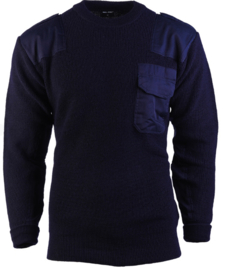 Commando trui ronde hals DONKERBLAUW - merk Mil-tec - 80% wol!  - Militair model - nieuw gemaakt