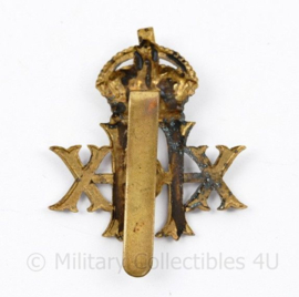 WW2 British cap badge  20th Hussars Kings Crown - 5 x 4 cm - origineel