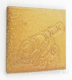 Ceramiek tegeltje met Veldgeschut kanon - 10 x 10 x ½ cm - origineel