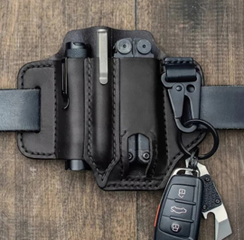 Multi purpose belt holster voor zaklamp, pen, sleutels, multitool e.d.  -  BLACK