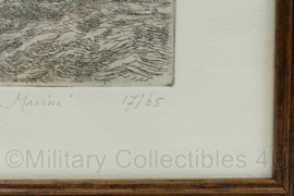 KM Koninklijke Marine Fregat schilderij in lijst - genummerde en gelimiteerde uitgave 1990 - 21,5 x 17,5 cm - origineel