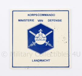 wandbordje Korpscommando Ministerie van Defensie Landmacht - 15 x 15 cm -  origineel