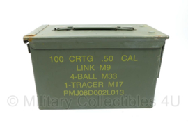 US Army M15A3 cal.50 munitiekist voor 100 Cartridges .50 Cal. M33 - ook handig als accu opslag kist - 30 x 15,5 x 18,5 - origineel