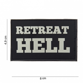 Embleem Retreat Hell - Klittenband - zwart/grijs - 3D PVC - 8 x 4,9 cm