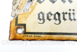 Duits emaille wandbord jaren 40 en 50 Stadtliche feuersozietat von Berlin gegrundet 1718 - 25 x 16,5 cm- origineel