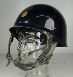 Franse donkerblauwe Gendarmerie helm met gouden RF opdruk - origineel
