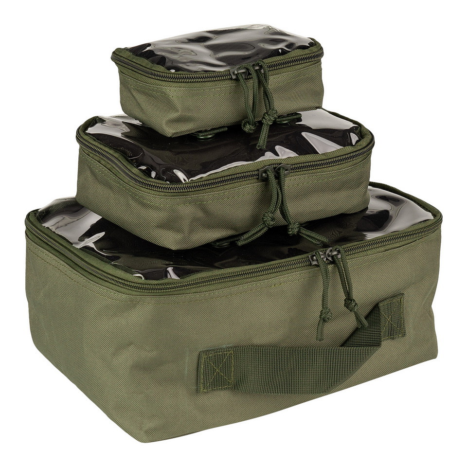 Organizers set van 3 stuks met transparante bovenzijde  - zwart of groen