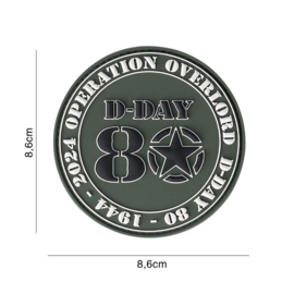 Embleem 3D PVC met klittenband - D-Day 80 years Operation Overload 1944 2024 - 8,6 cm diameter