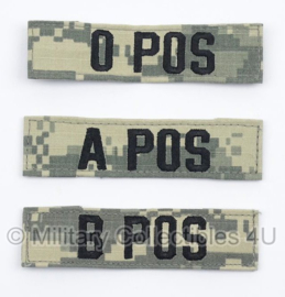 US Army ACU camo bloedgroep patch met klittenband - O POS, A POS, B POS - origineel