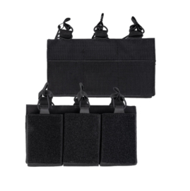 Magazijntas Triple Magazin pouch koppeltas met velcro - voor 3 M4, M16 of AR15 magazijnen - ZWART