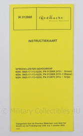 KL Landmacht Instructiekaart Spreek/luister gehoorkap koptelefoon - IK012668 - afmeting 21 x 10 cm - origineel