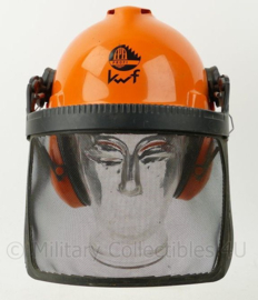 Oranje Bosbouwhelm met gehoorbescherming en vizier - origineel