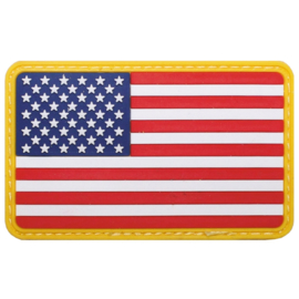 Uniform landsvlag USA 3d PVC GELE rand met klittenband - 8 x 5  cm.