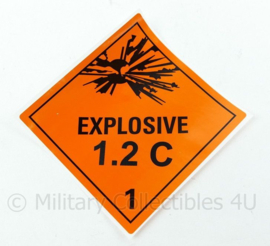 Ongebruikte Explosive 1.2 C sticker voor op munitiekisten zelfklevend vinyl - 10 x 10 cm - origineel