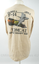 US Navy 2 Libya o F-14 Tomcat Any Time Baby t-shirt 1981  lange mouw - maat Large - nieuw - origineel