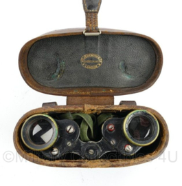 WO1 Britse 1913 No. 2 Prismatic MK3 Binocular verrekijker met lederen draagtas - 18 x 8,5 x 14 cm - origineel