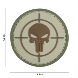 Embleem 3D PVC met klittenband - Punisher Vizier - coyote -  4,3 cm. diameter