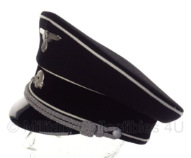 Algemeine SS officiers schirmmutze wol zwart met witte bies - maat 56 t/m 59