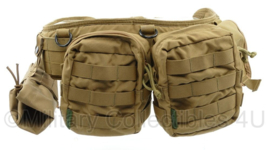 Warrior Assault Systeem Enhanced PLB Belt Coyote Brown MOLLE met 2 Utility pouches, M4 Mag pouch en Droppouch - licht gedragen - origineel