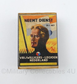 WO2 Duits luciferdoosje van echt hout - Neemt Dienst bij het Vrijwilligers Legioen Nederland - 6 x 4 cm