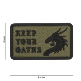 Embleem 3D PVC met klittenband -  Keep Your Oaths - groen - 6,4 x 3,6 cm.