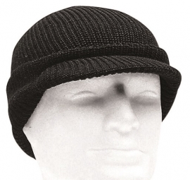 US jeepcap (met klep) beenie ZWART - wol