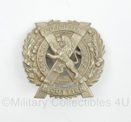 Britse WO2 cap badge London Scottish Regiment - 6 x 5,5 cm - origineel