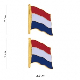Nederlandse vlaggetjes metaal - 2 stuks -  2 x 2,3 cm.