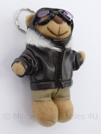 Teddybeer piloot sleutelhanger - 11 cm. lang