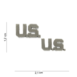 US officer collar insignia "US" Zilver - 1 PAAR