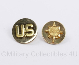 WO2 US Army manschappen Collar Discs Military Intelligence PAAR - diameter 25 mm - origineel