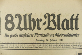 WO2 Duitse krant 8 Uhr Blatt 26 februari 1944 - 47 x 32 cm - origineel