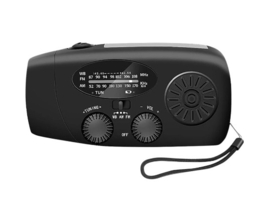 Draadbare AM/FM radio met zonnepaneel, hand crank, 2000 mAh Power Bank en zaklamp noodpakket 