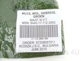 KL Nederlandse leger muts wol groen - nieuw in verpakking - 100% wol - origineel